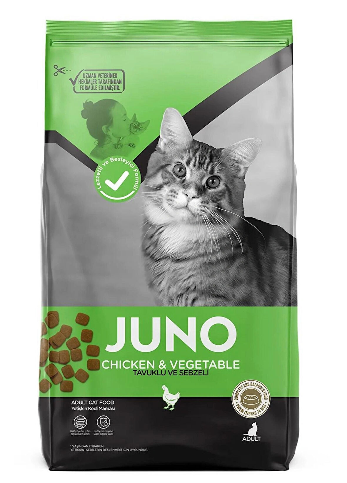 JUNO TAVUKLU SEBZELİ YETİŞKİN KEDİ MAMASI 15 KG