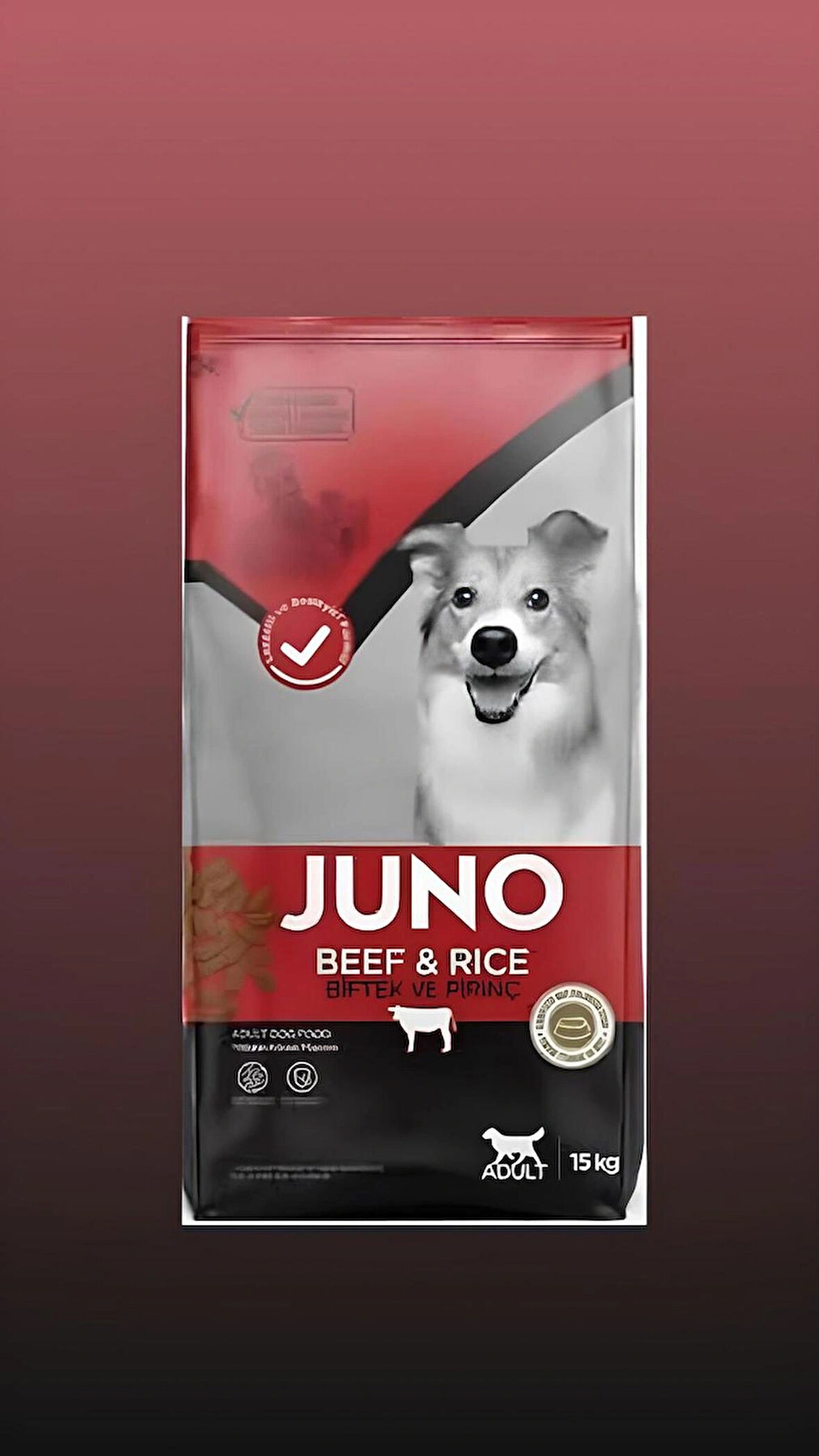 JUNO BİFTEKLİ PİRİNÇLİ YETİŞKİN KÖPEK MAMASI 15 KG