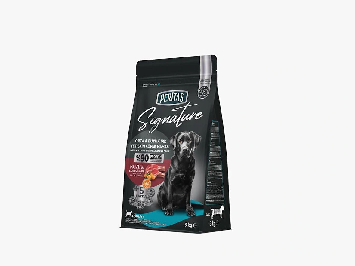 PERİTAS SİGNATURE ORTA VE BÜYÜK IRK YETİŞKİN KUZULU KÖPEK MAMASI 12 KG