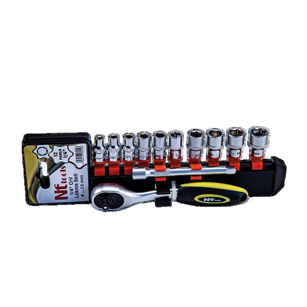 NT Tools NCSET61 12 Parça 1/4" Altı Köşe CR-V Lokma Seti