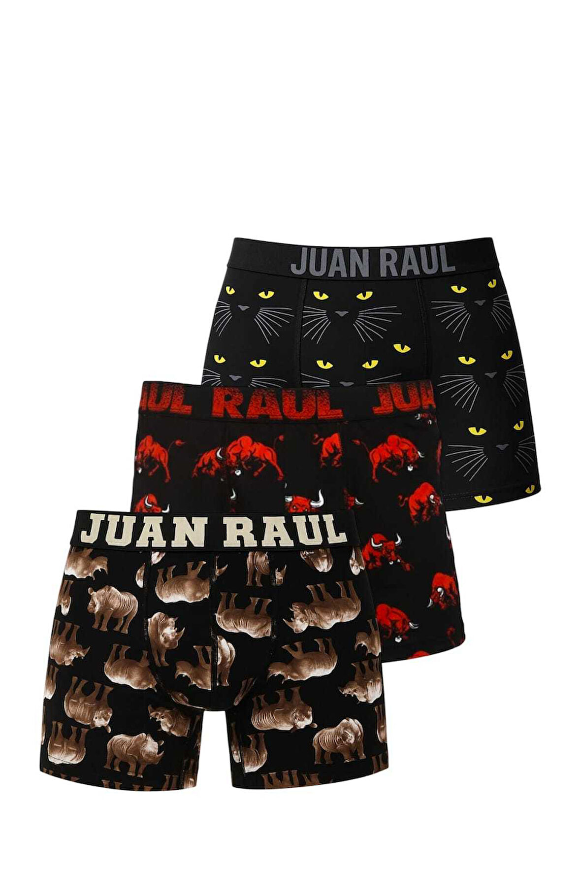 DeepSEA Siyah 3’lü Desenli Boxer Seti – %95 Pamuk Likralı Boxer 2603107