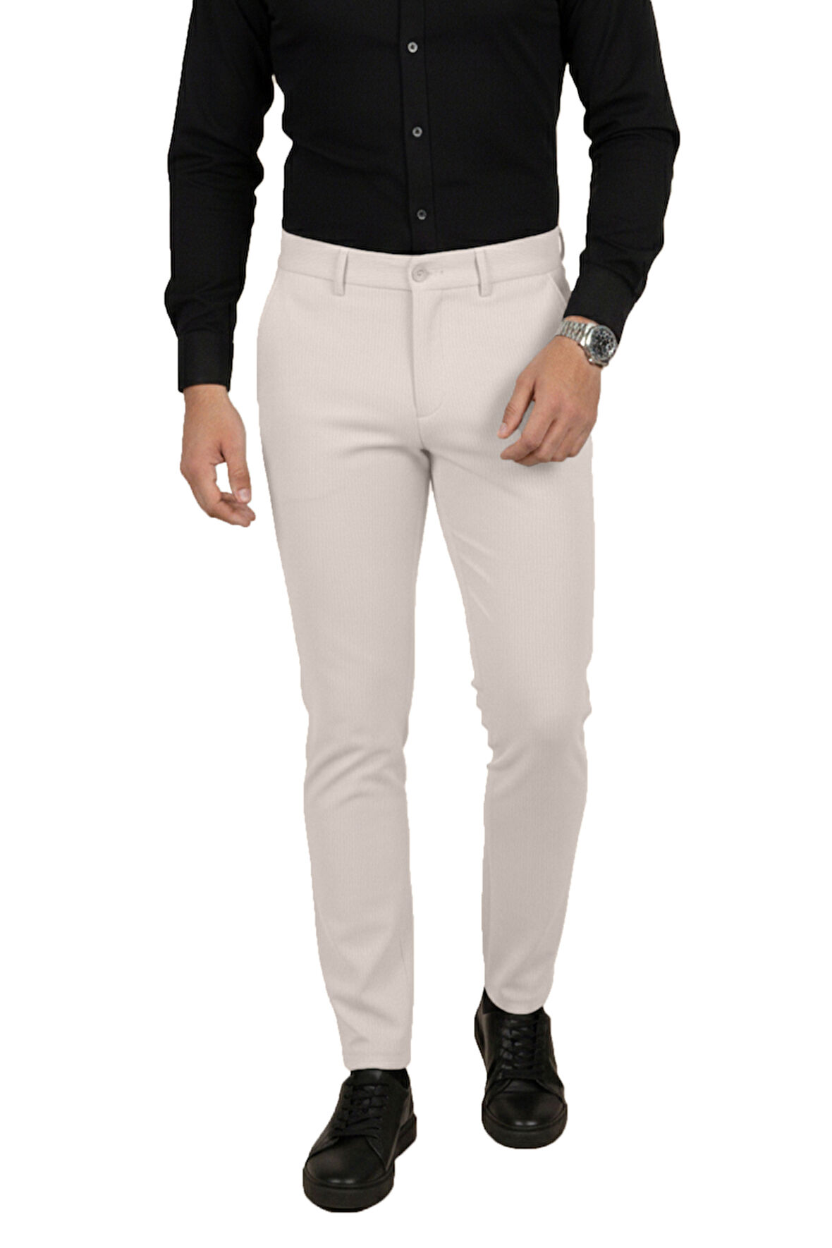 DeepSEA Taş Dar Kesim Beli Lastikli Çizgi Dokulu Likralı Erkek Pantolon – Şık & Konforlu Tasarım 2600700