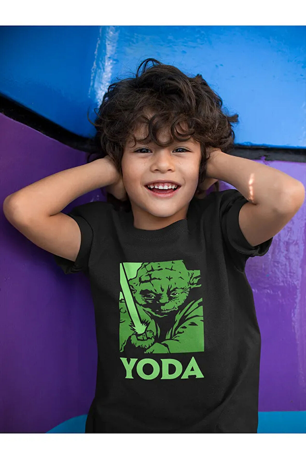 Yoda Baskılı Unisex Star Wars Film Çocuk Tişört (1-12 YAŞ)