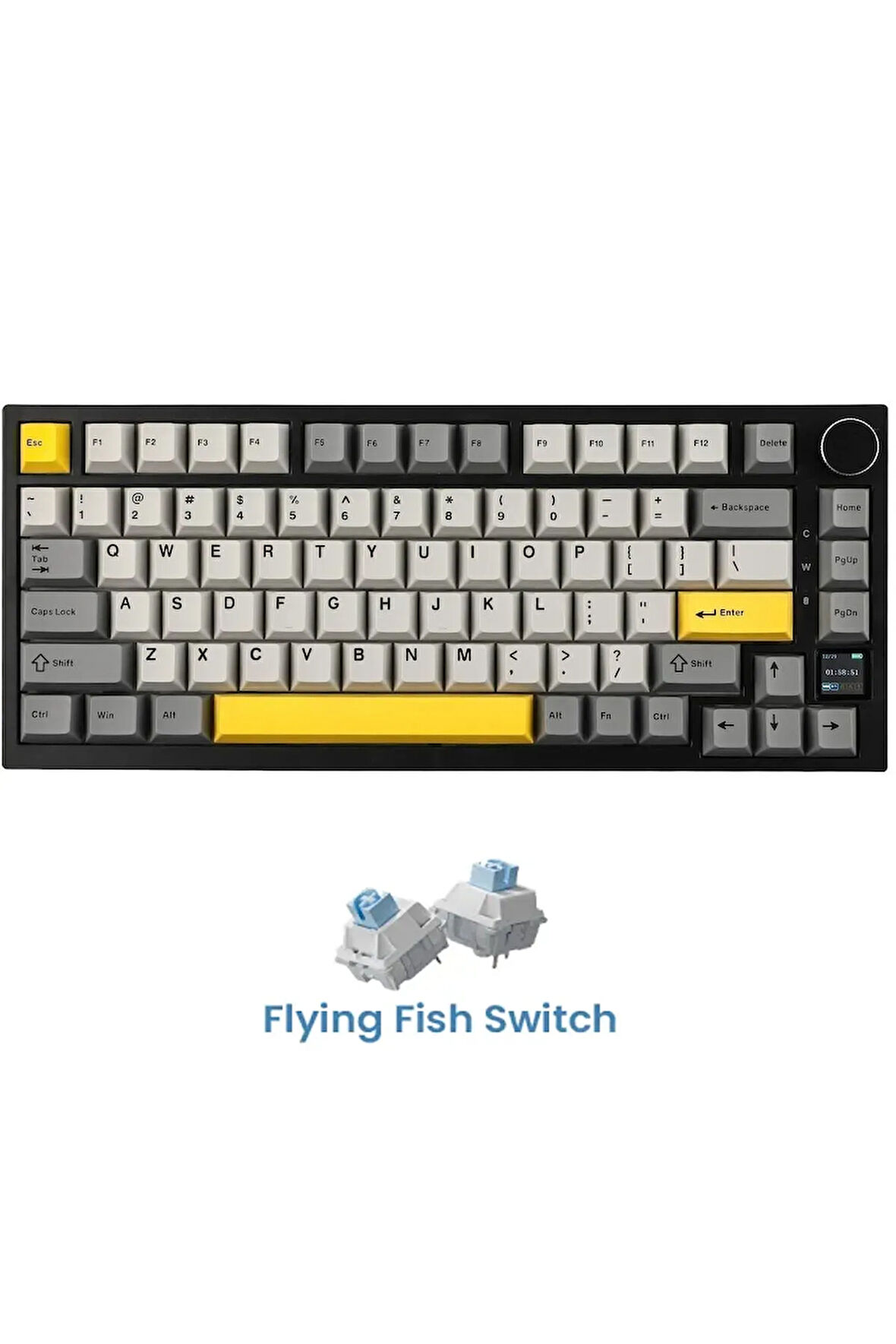 AK820 PRO Mekanik Oyun Klavyesi,3 Modlu TFT Renkli Ekran  ve CNC Düğmeli 81 Tuş,RGB Aydınlatma