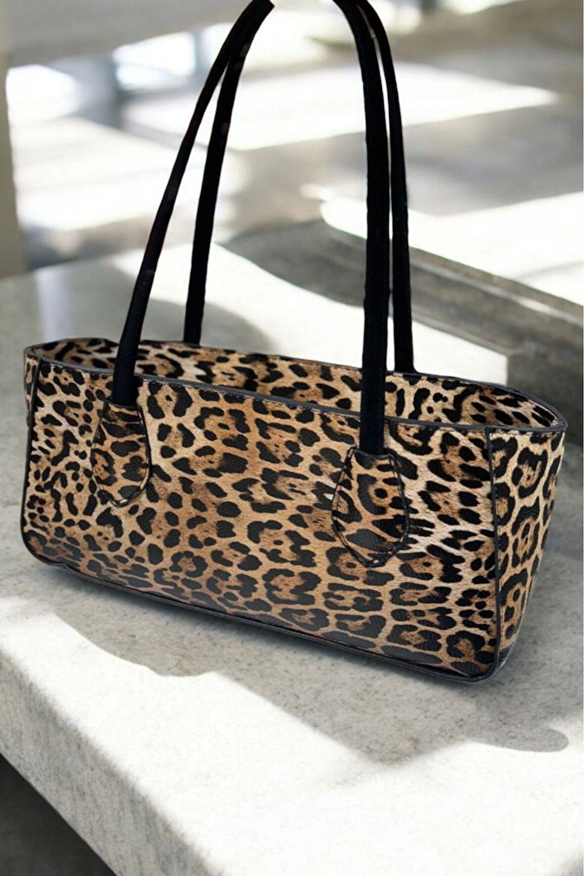 Vanilia Leopar Cilt Retro Pinterest Kadın El Ve Omuz Çantası