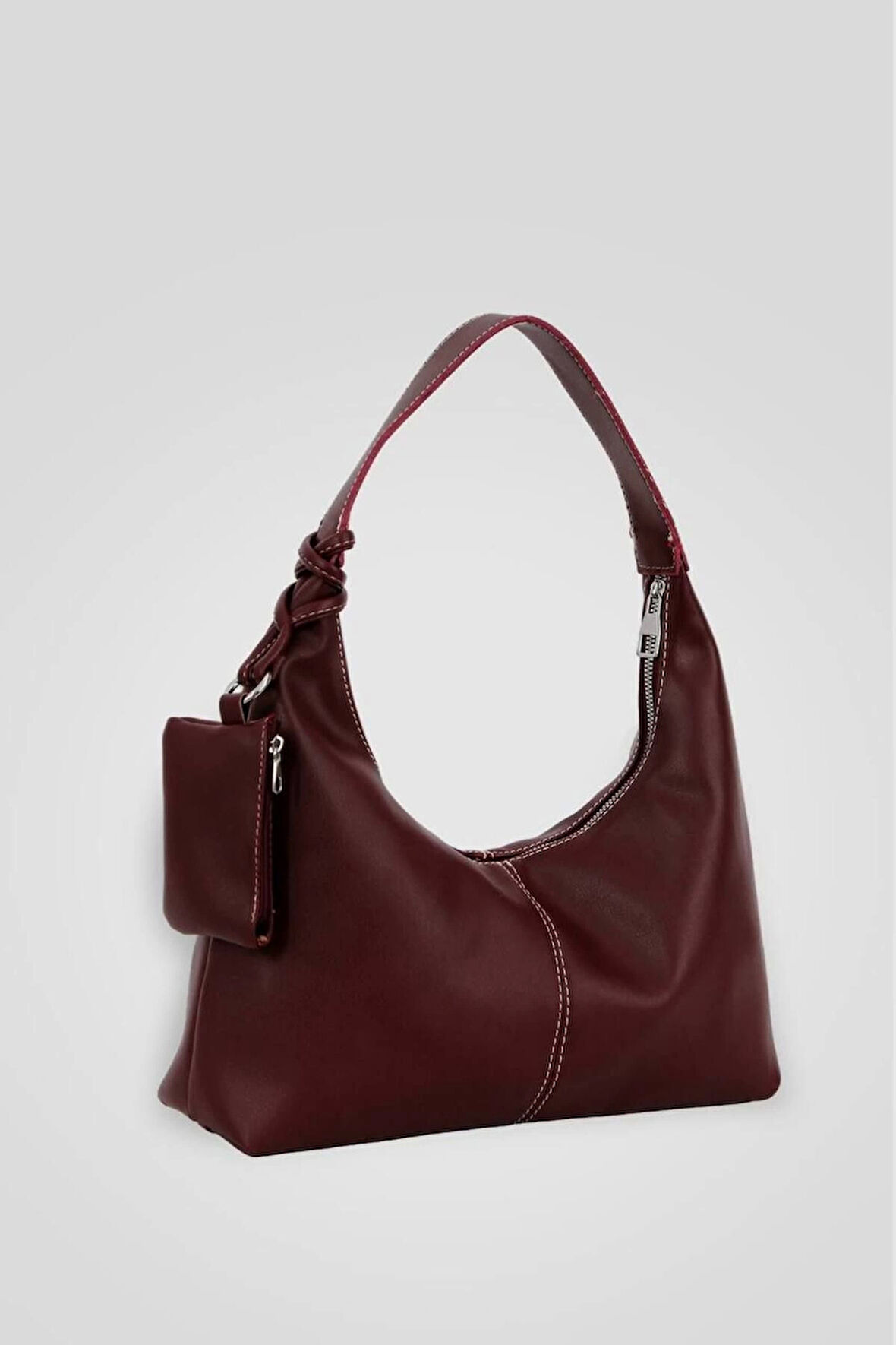 Crocus Bordo Cüzdanlı Trend Baget Kadın Omuz Çantası