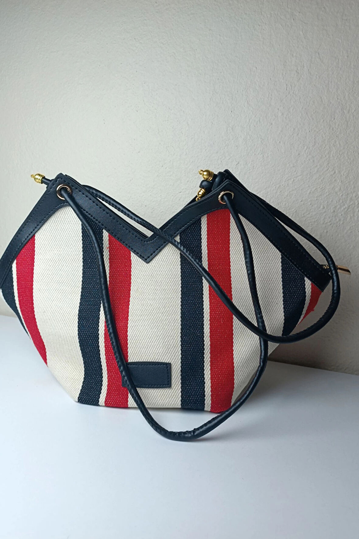 Joyce Kırmızı Siyah Çizgili Asimetrik Kadın Kol Ve Omuz Çantası