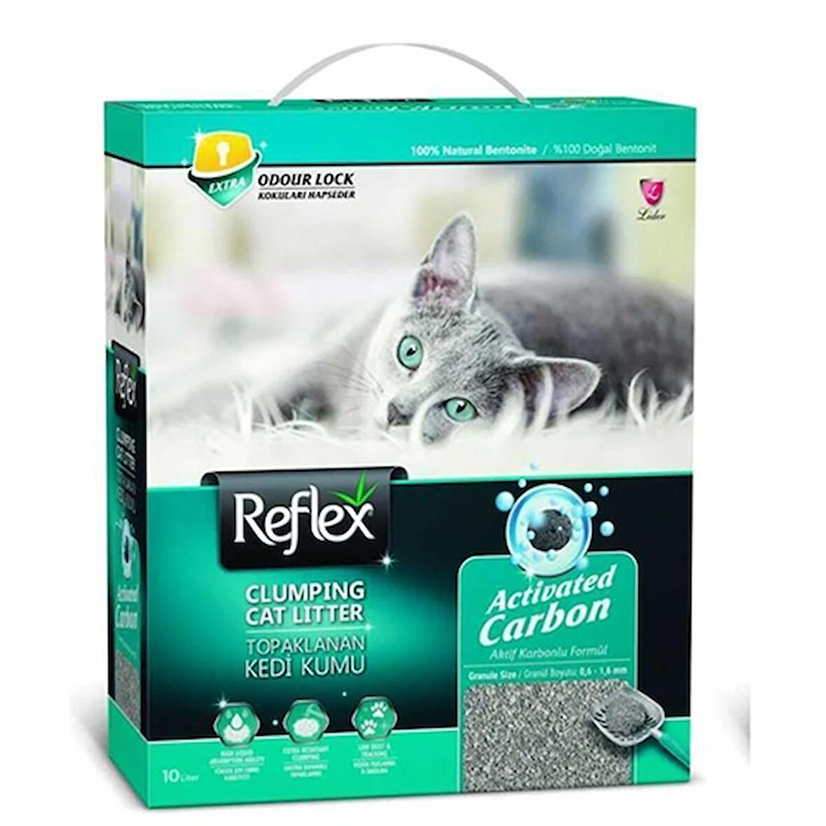 Reflex Aktif Karbonlu Topaklanan Kedi Kumu 2x10 Lt 