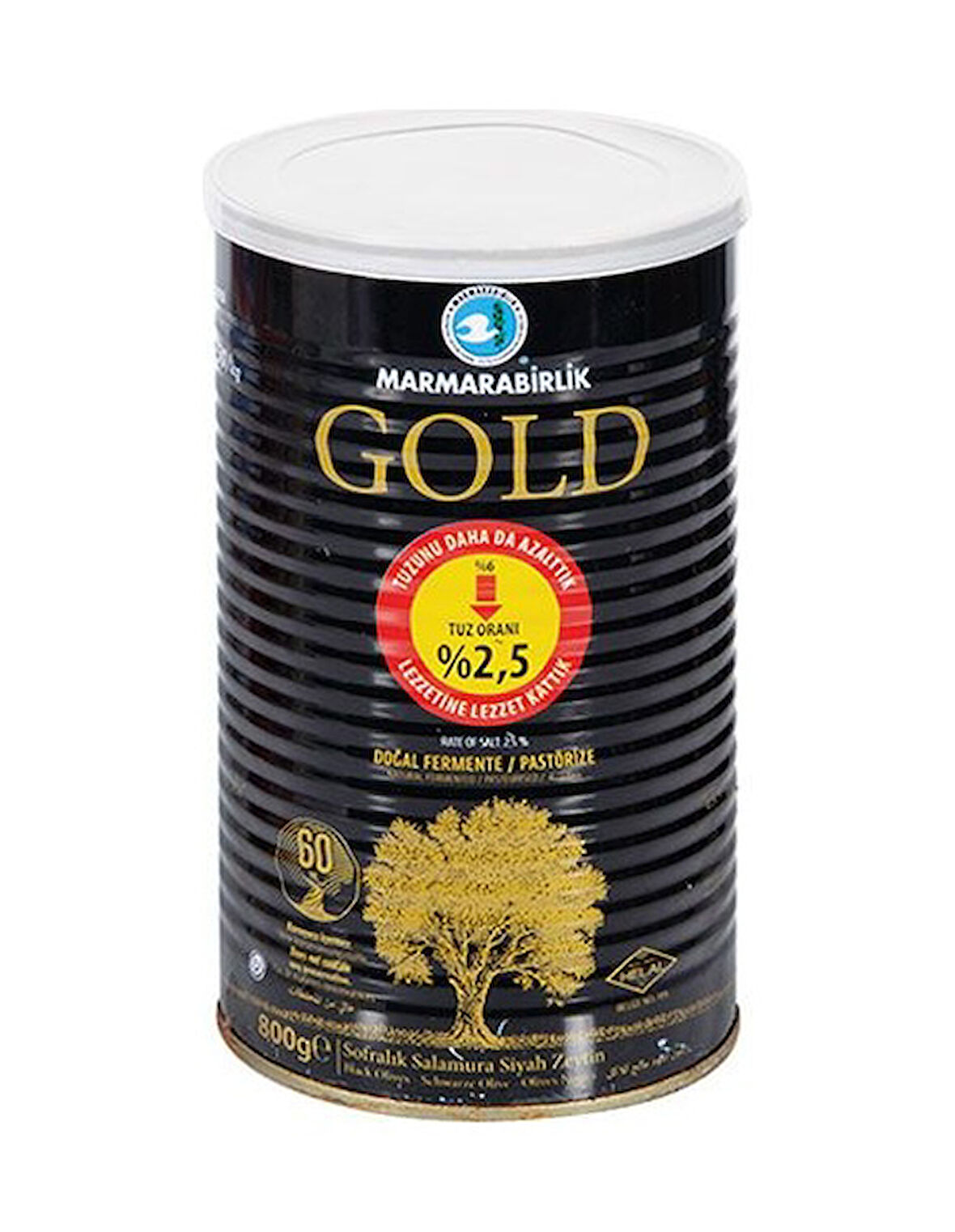 Marmarabirlik Gold Sofralık Salamura Siyah Zeytin Teneke 800 G
