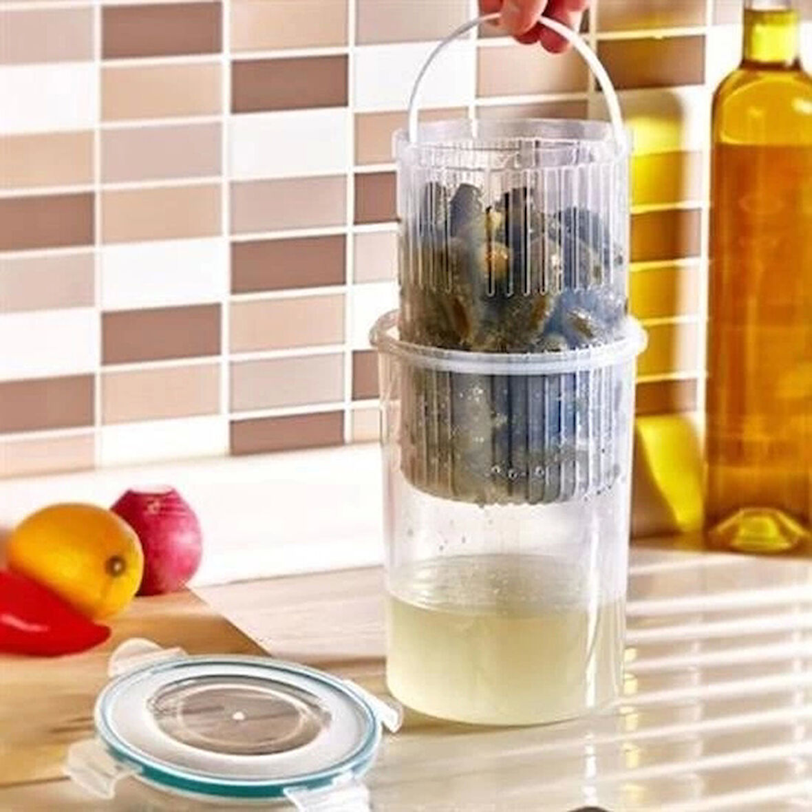 İpek Yıldızı® Zeytin Turşu Sebze Yıkama Kutusu Klipsli Kapaklı Saklama Kabı
