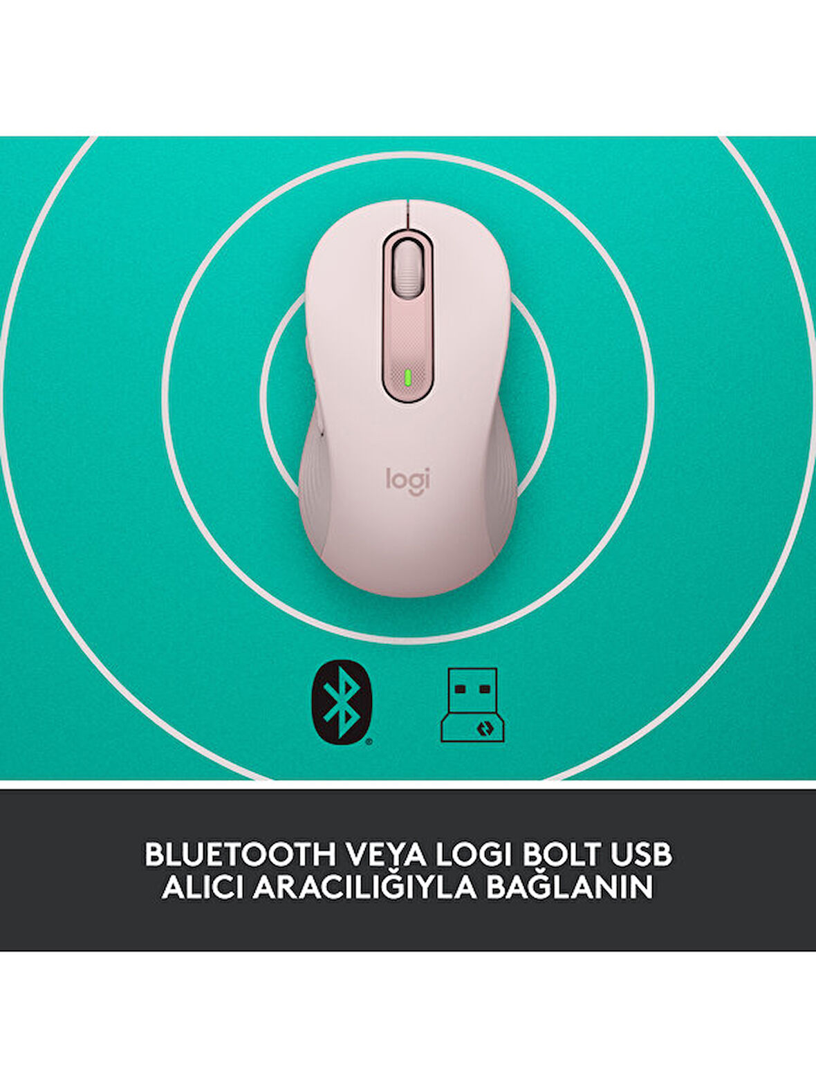 Logitech Signature M650 Büyük Boy Sağ El İçin Sessiz Kablosuz Mouse - Pembe OUTLET