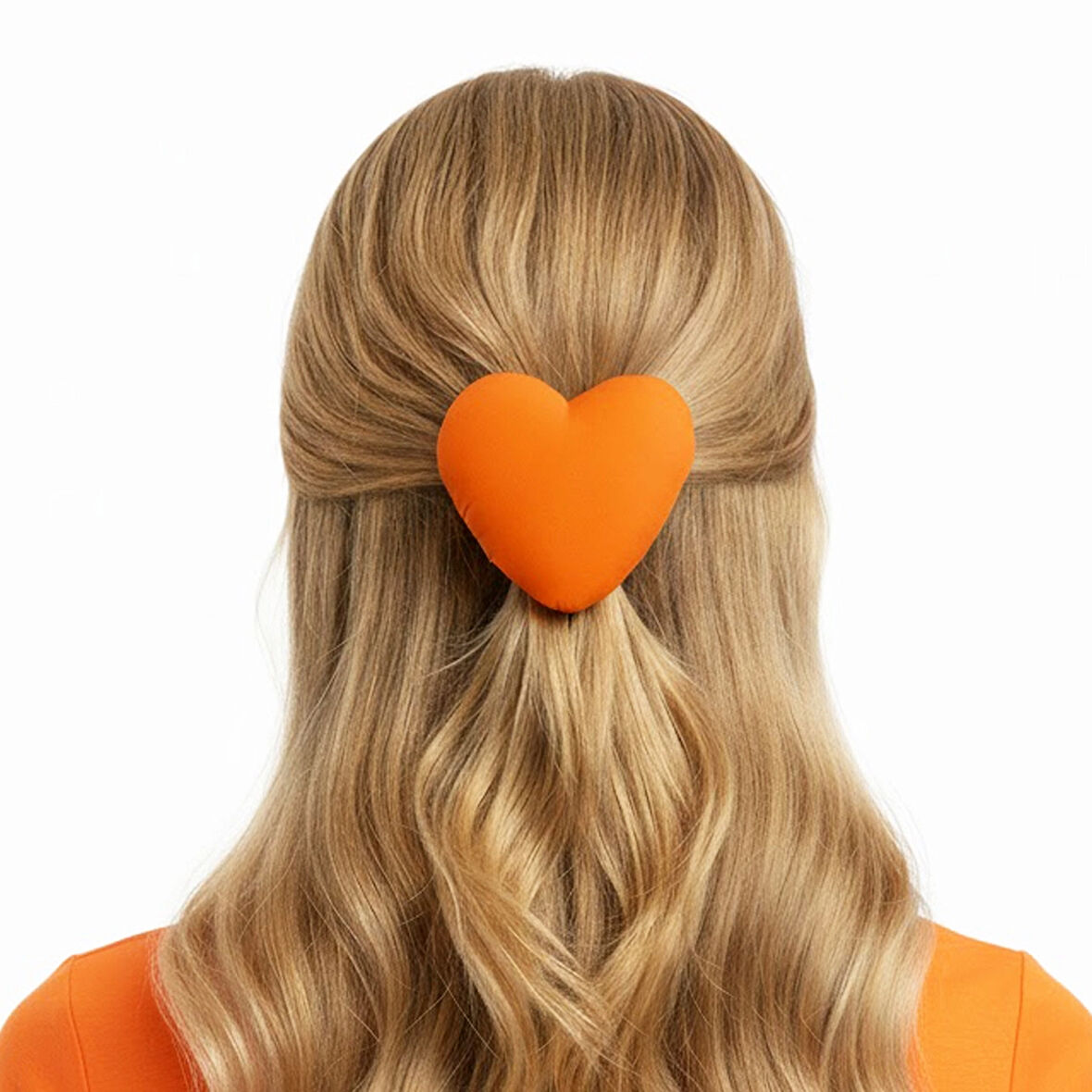 Woodycord Elyaf Dolgulu Turuncu Kalp Klipsli Toka