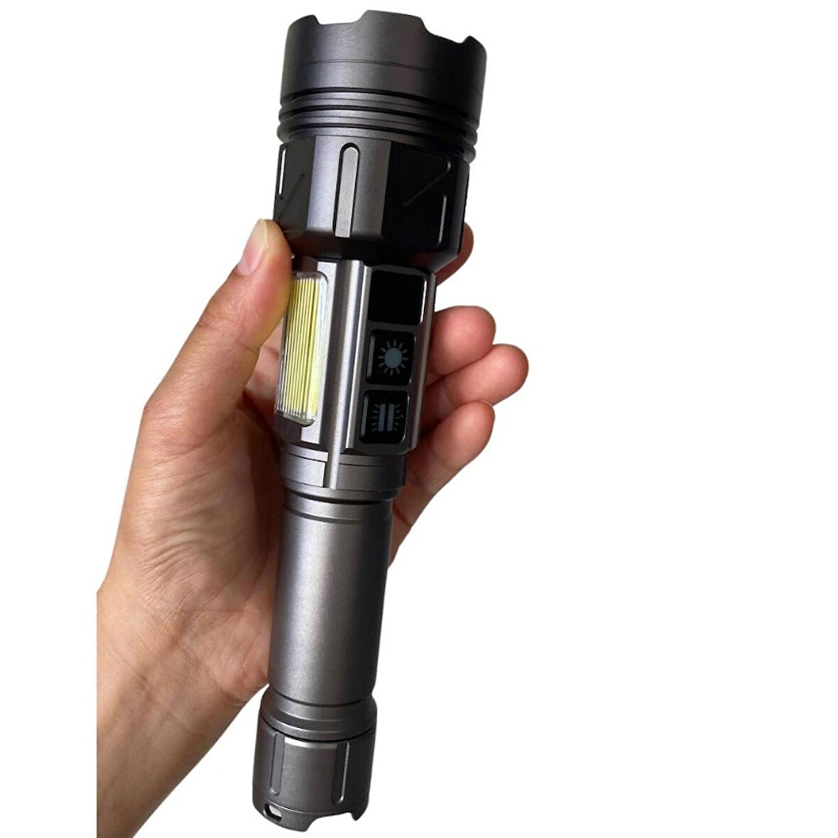 11 Mod 4 Renk Uzun Menzilli Güçlü Şarjlı El Feneri 10000 Lümen 6000mAh Güçlendirilmiş 26800 Batarya