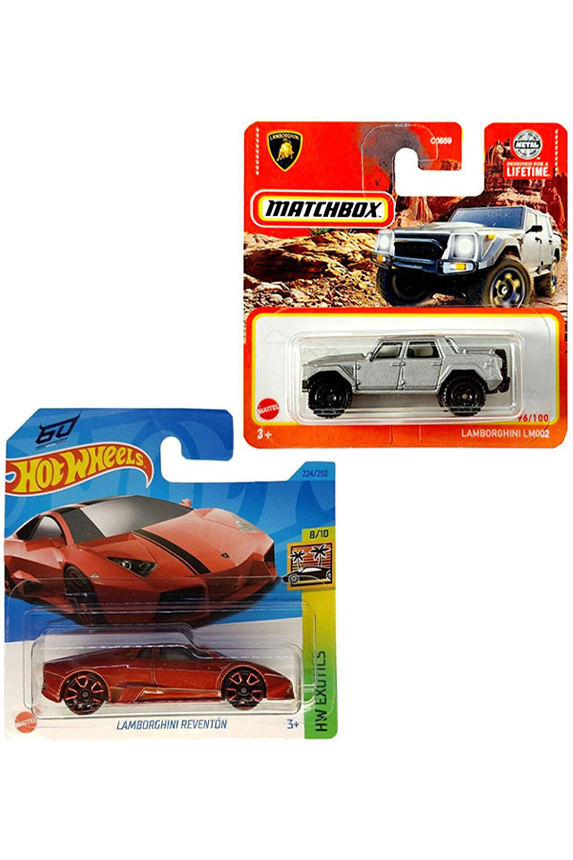 2 Araç Lamborghini Set - Hot Wheels Reventon & Matchbox LM002 (1/64)