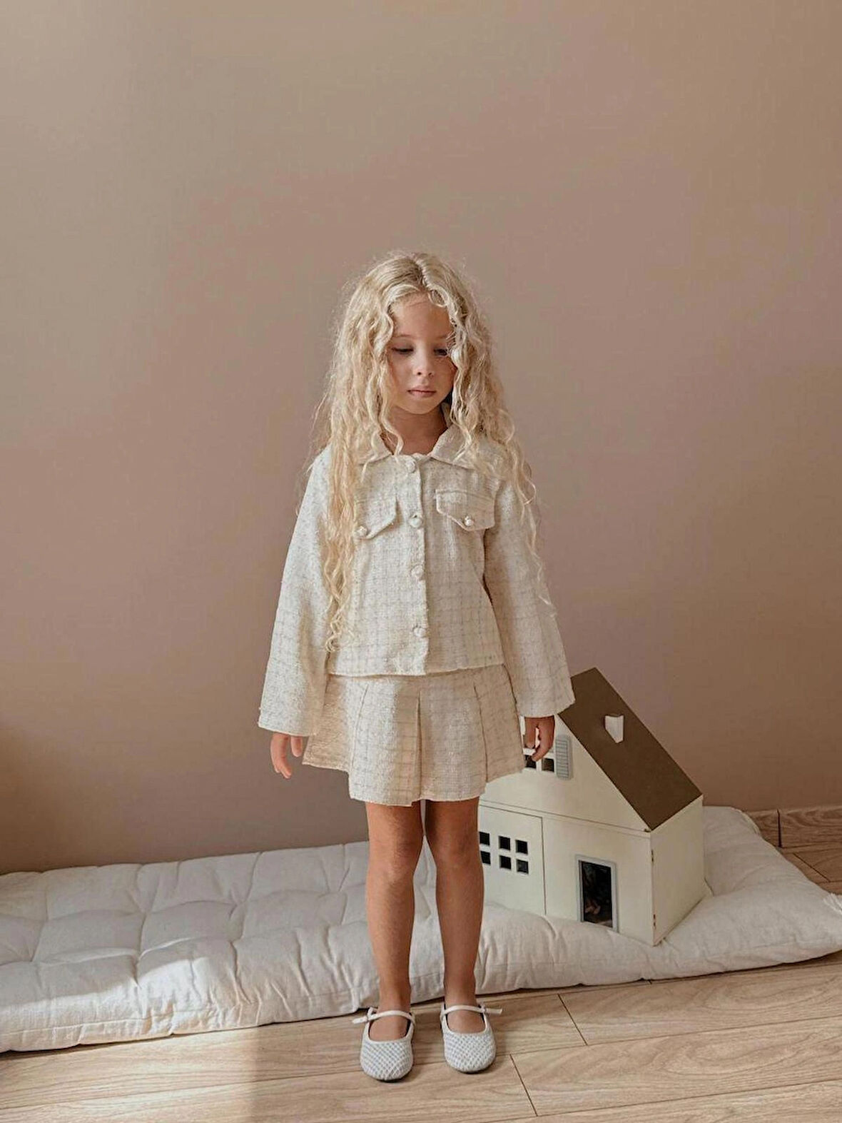 KIZ ÇOCUK TÜVİT KUMAŞ CEKET ETEK 2Lİ TAKIM ŞIK ÖZEL GÜN GÜNDELİK