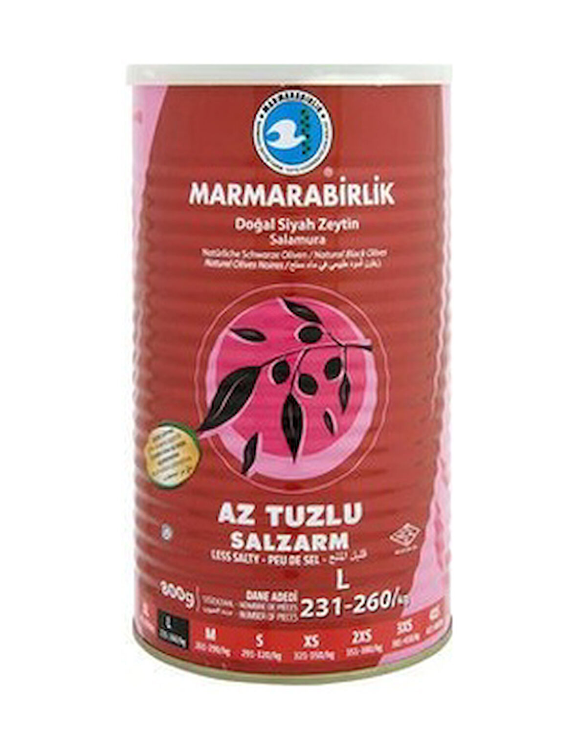 Marmarabirlik Az Tuzlu 231-260 KB L Siyah Zeytin 2 x 800 KG