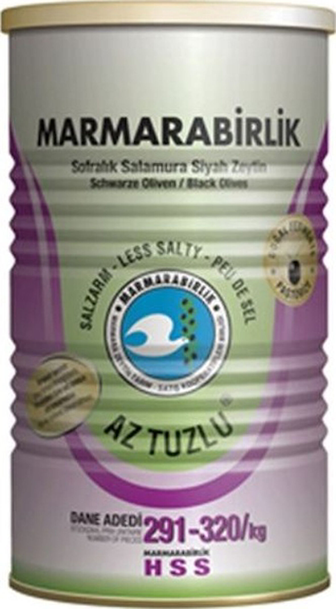 Marmarabirlik Hususi Az Tuzlu 291-320 KB S Siyah Zeytin 3 x 800 G