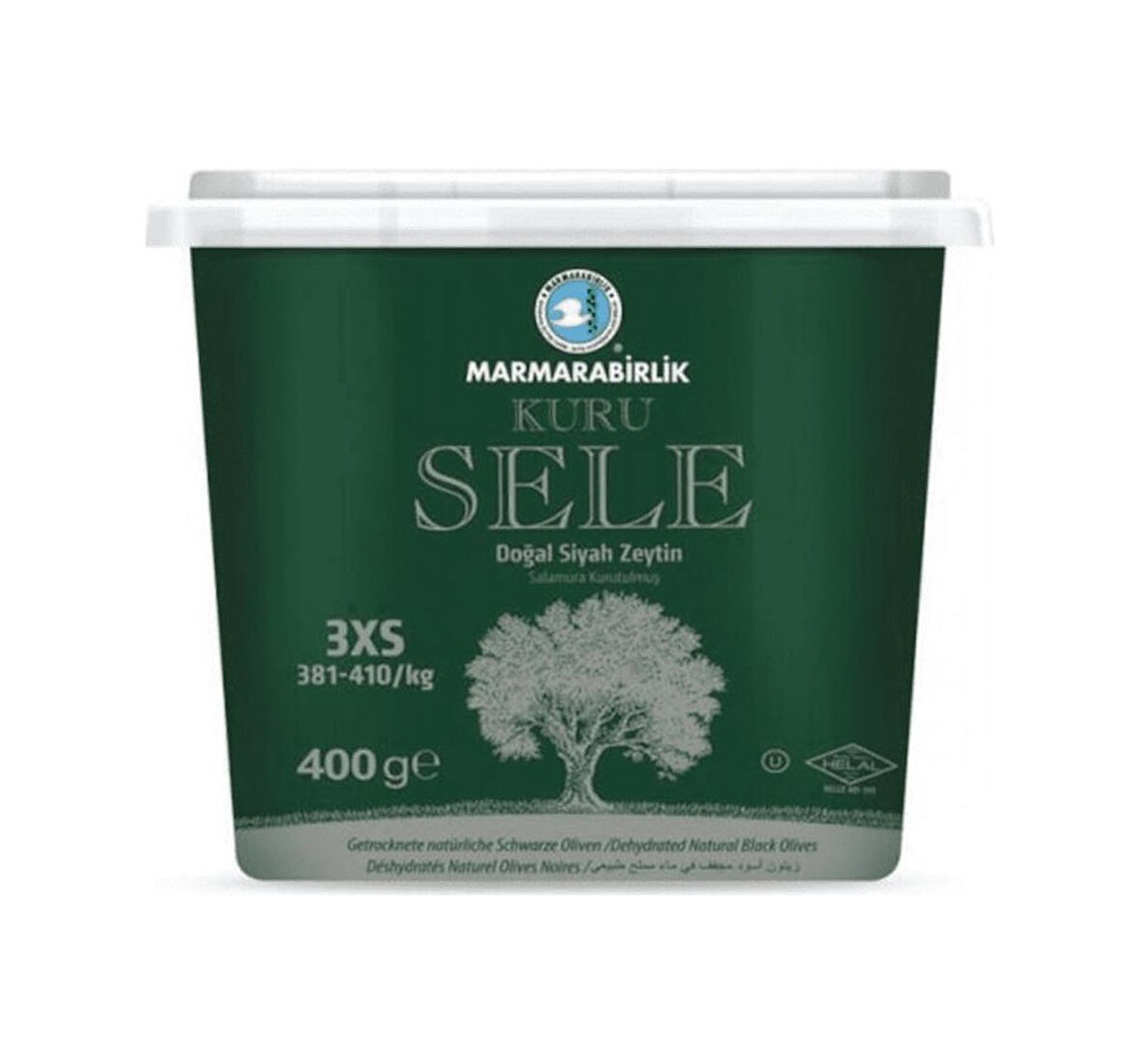 Marmarabirlik Kuru Sele 381-410 KB 3XS Siyah Zeytin Kutu 6 x 400 G