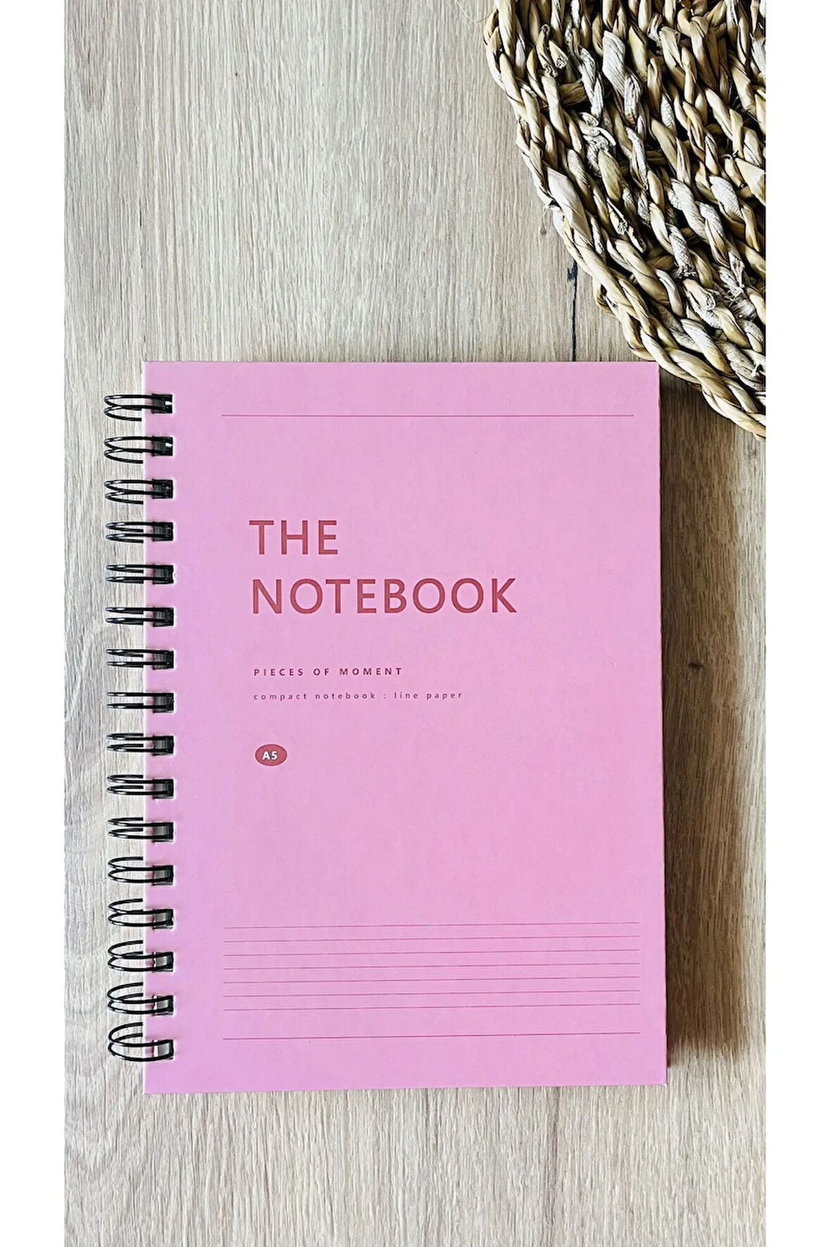 Sert Mukavva Kapaklı Spiralli 80 Yaprak Çizgili A5 Defter (Cherry Blossom Kapak Rengi)