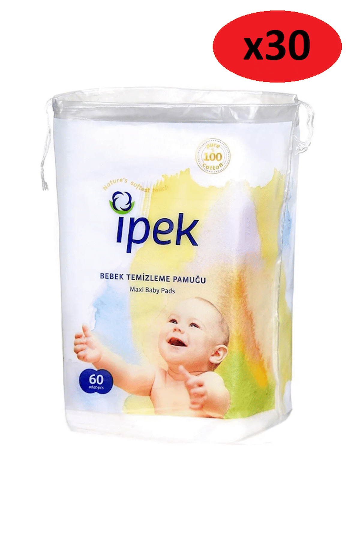 İpek Maxi Bebek Temizleme Pamuğu 60'lı 30 Paket