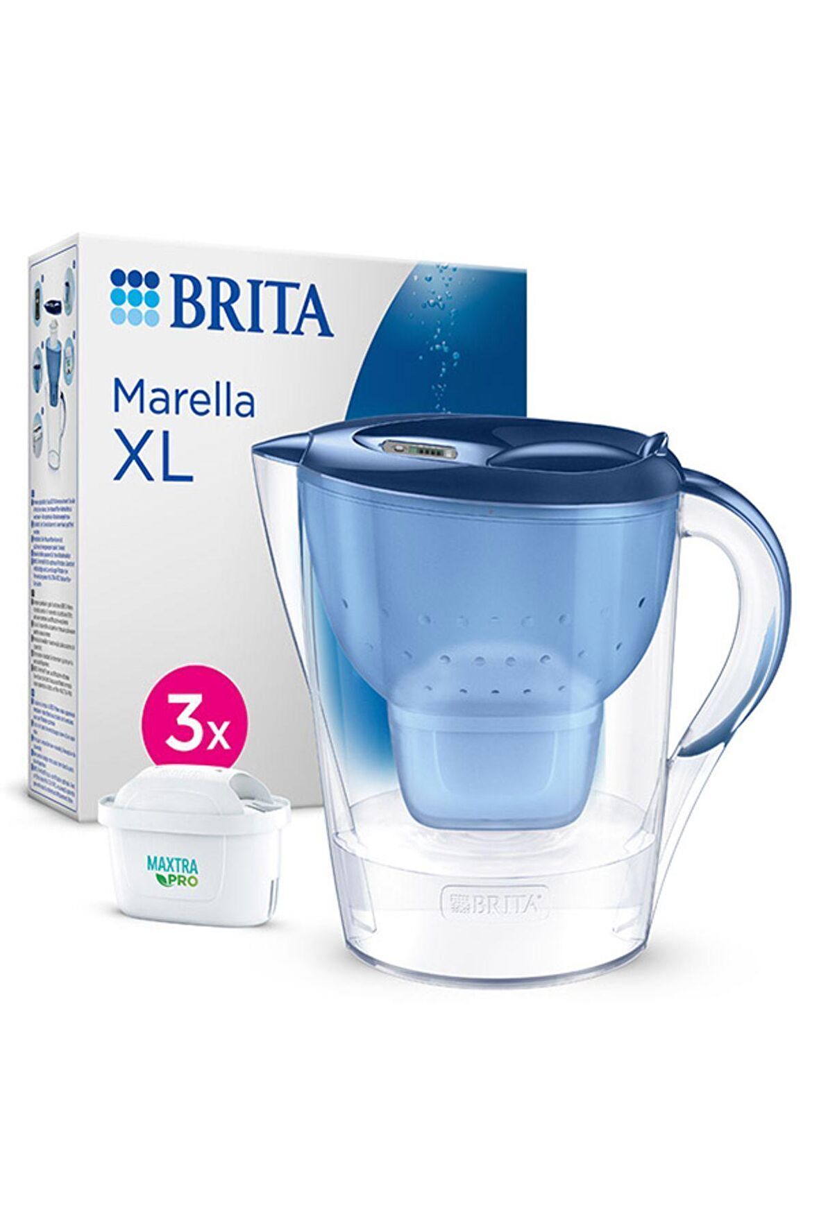 BRITA Marella XL 3 Filtreli Su Arıtma Sürahisi – Mavi (3,5 L)