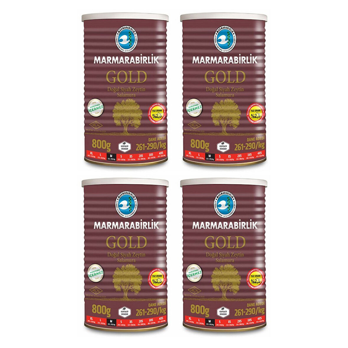 MarmaraBirlik Gold Teneke Zeytin 800 gr x 4 Adet