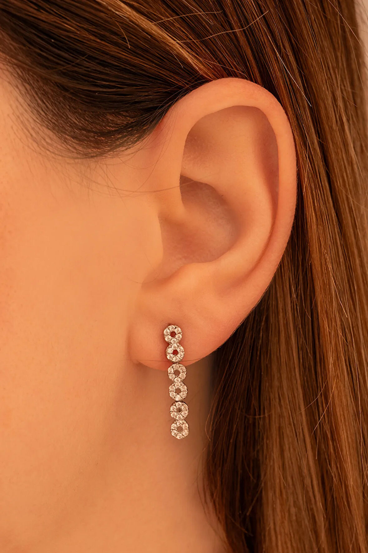 Kadın Gümüş Küpe - Sonsuzluk Temalı İnfinity 925 Ayar Gümüş Küpe