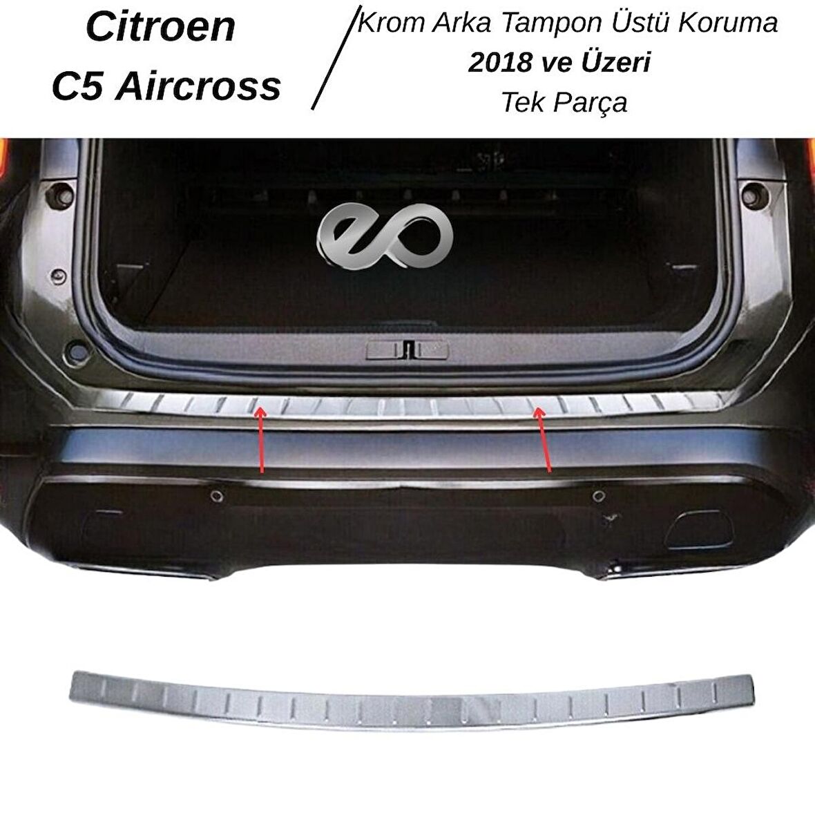 Citroen C5 Aircross Krom Arka Tampon Üstü Koruma 2018> Paslanmaz Çelik