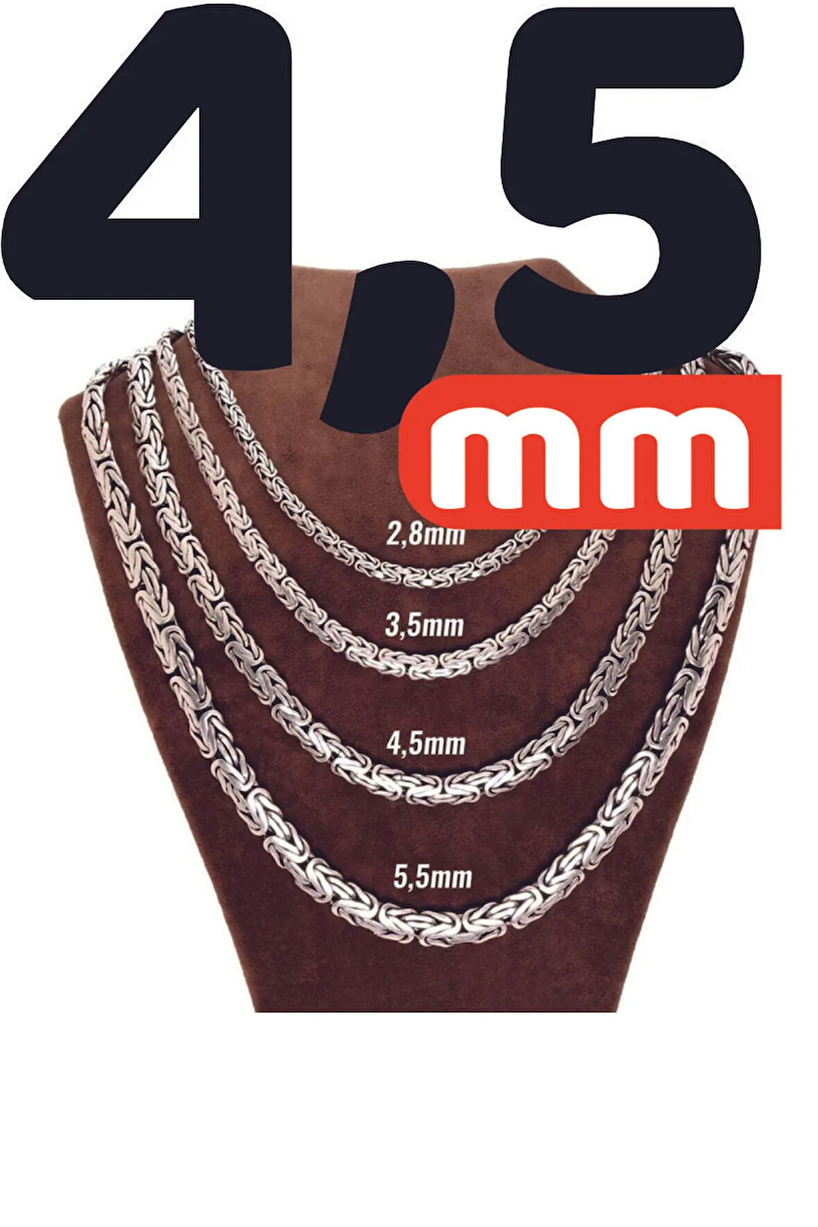 4.5mm Yassı Ezme Kral Model 925 Ayar Gümüş Erkek Kolye Zincir 1548620855