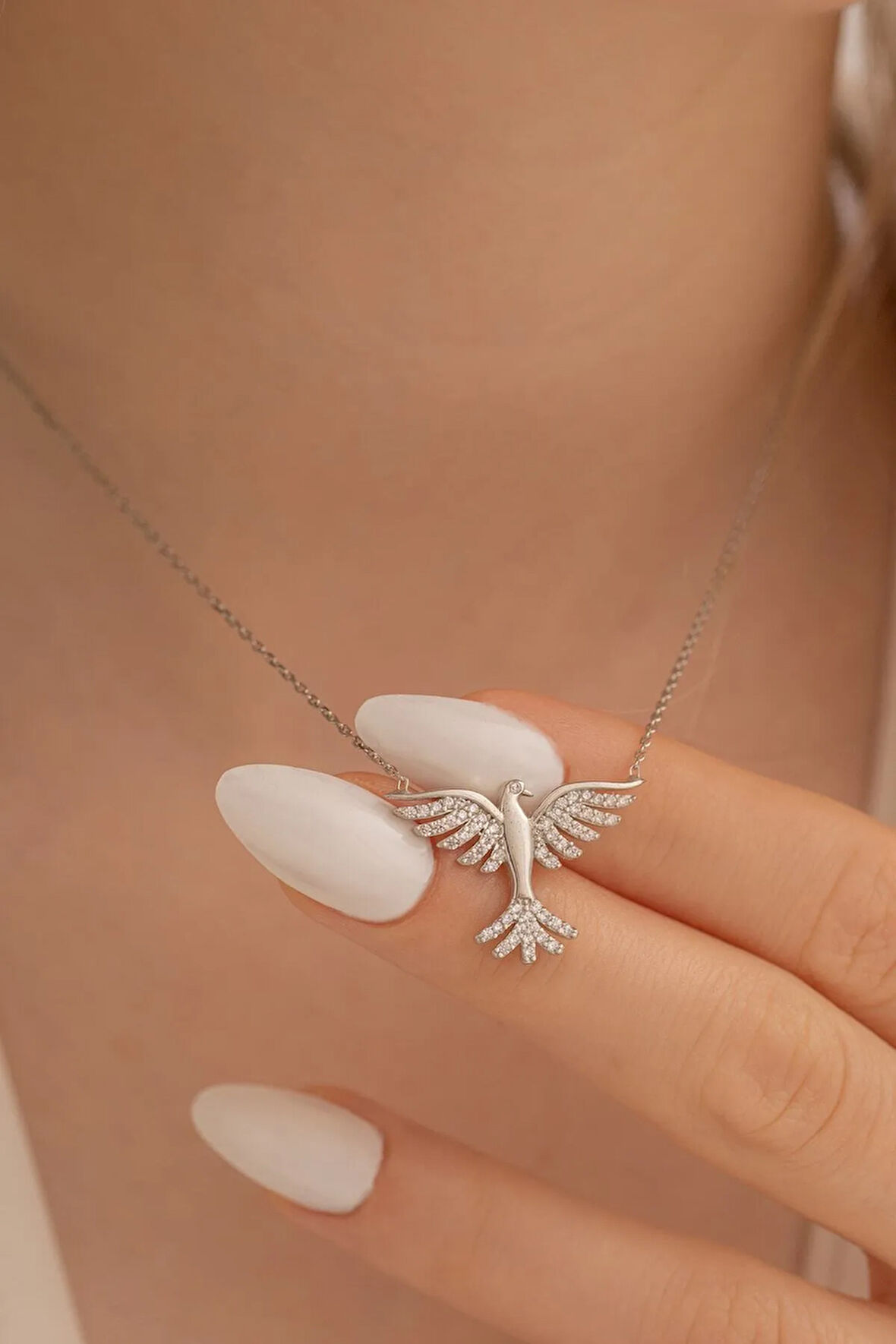 Kadın Kolye-Gümüş Beyaz ZümrüdüAnka Kadın Kolye