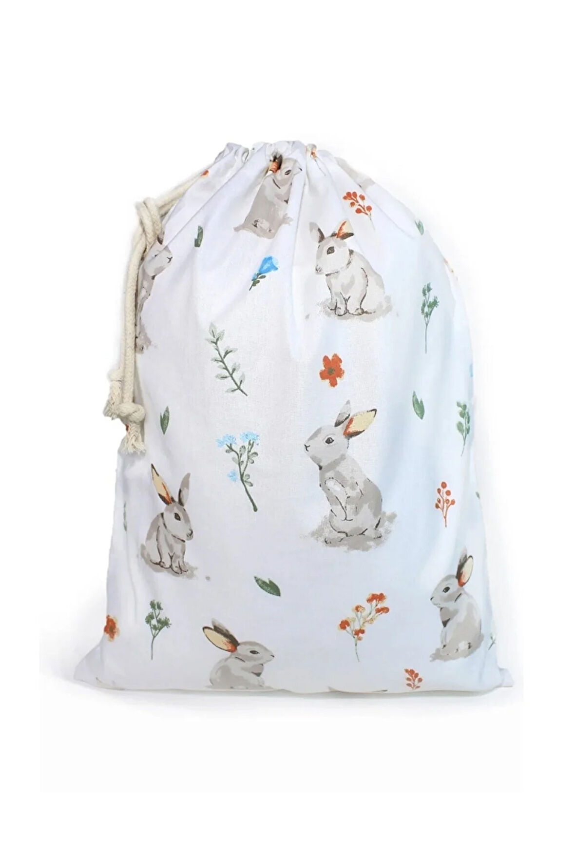 Tavşan Desenli Kirli Kesesi - Kıyafet Kesesi 30x40 Cm