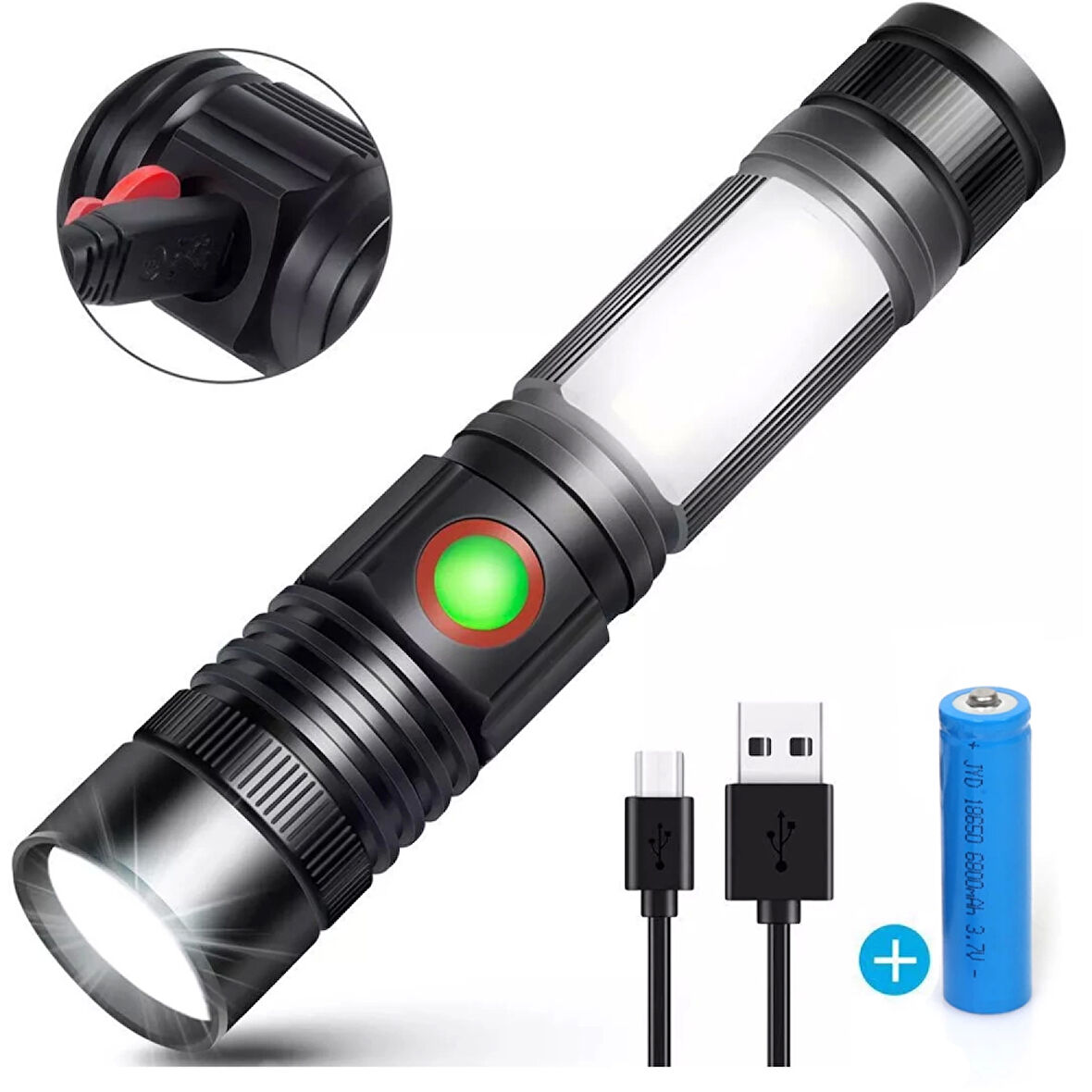 Geniş Açılı P50 Led Şarjlı El Feneri