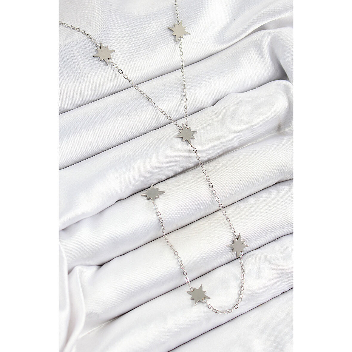 316L Çelik Kutup Yıldızı Figürlü Y Model Gümüş Renk Kadın Kolye