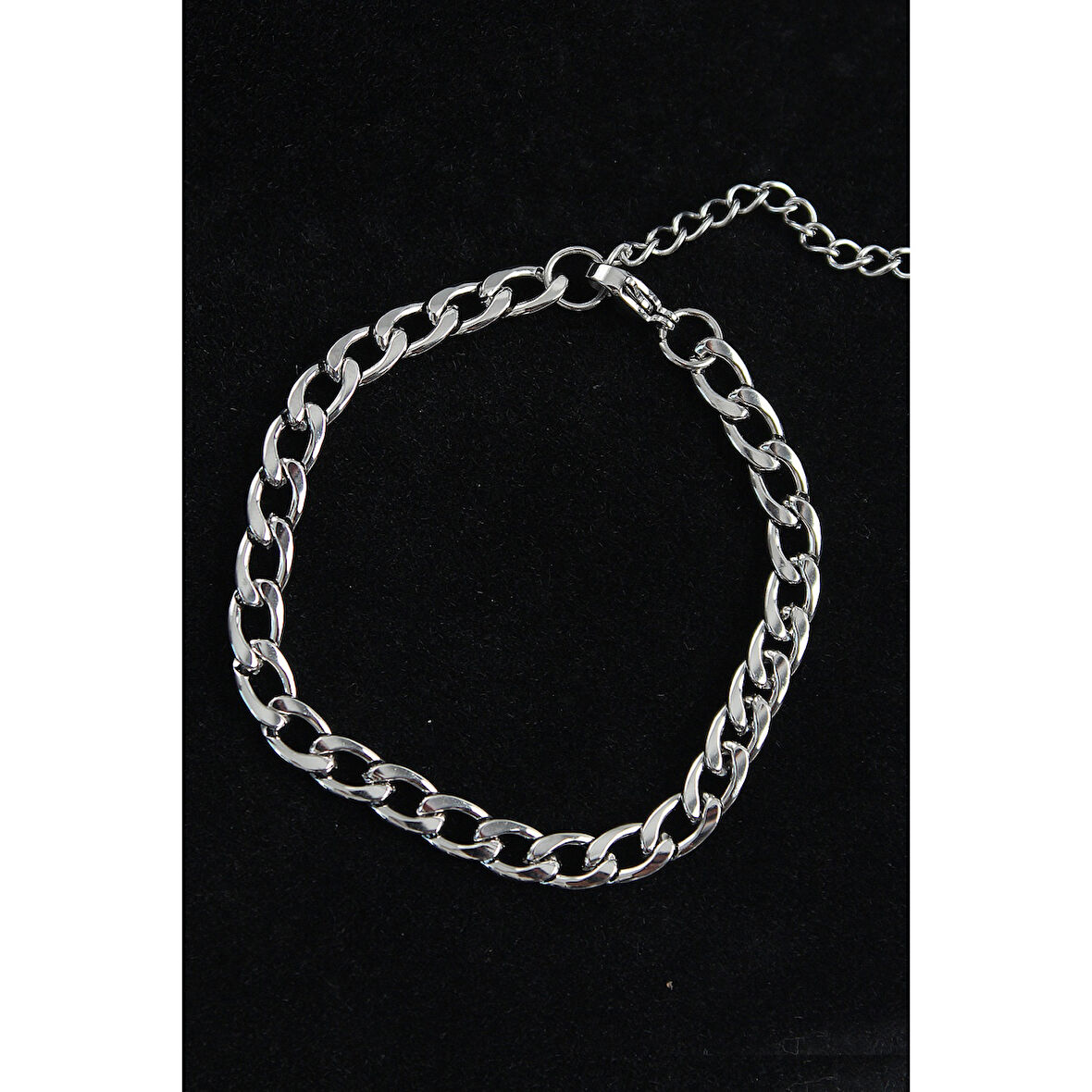 316L Çelik Kalın Klasik Model Gümüş Renk Erkek Bileklik