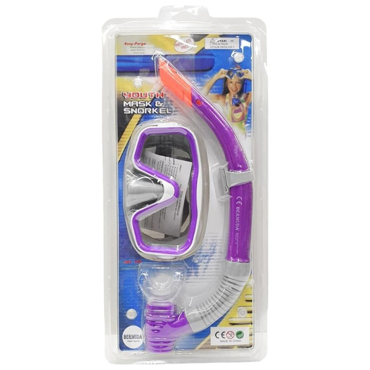 Maske Şnorkel Safari Dalış Seti Tepered Cam