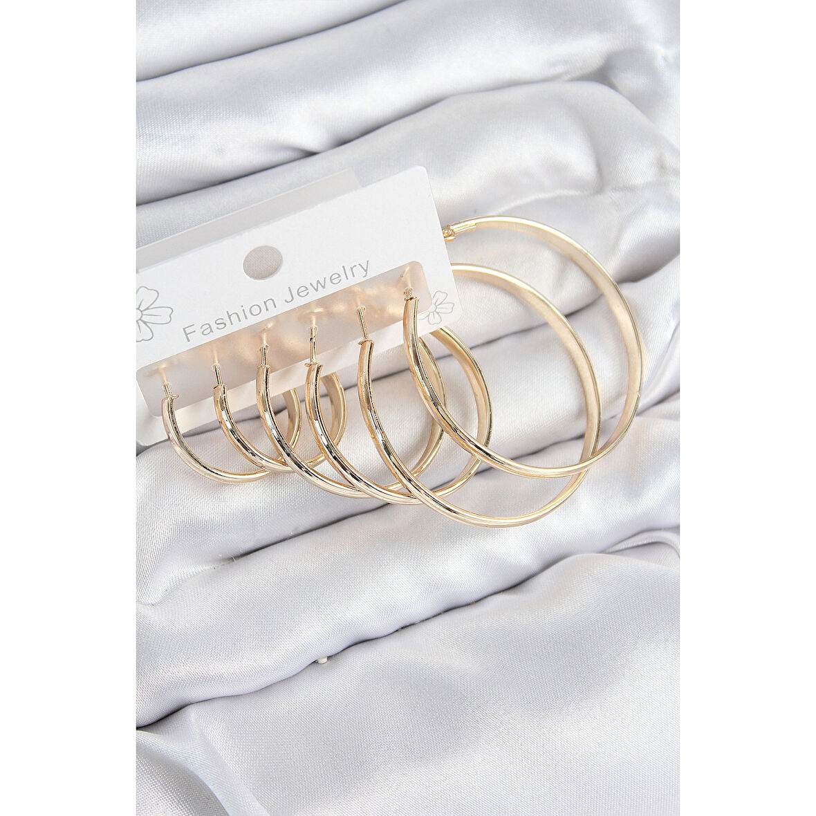 Pirinç Halka Model Gold Renk Kadın Set Küpe