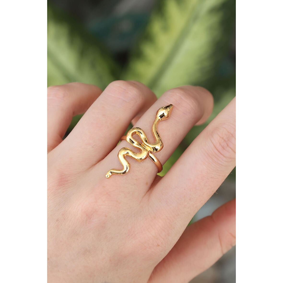 Pirinç Gold Renk Ayarlanabilir Yılan Yüzük