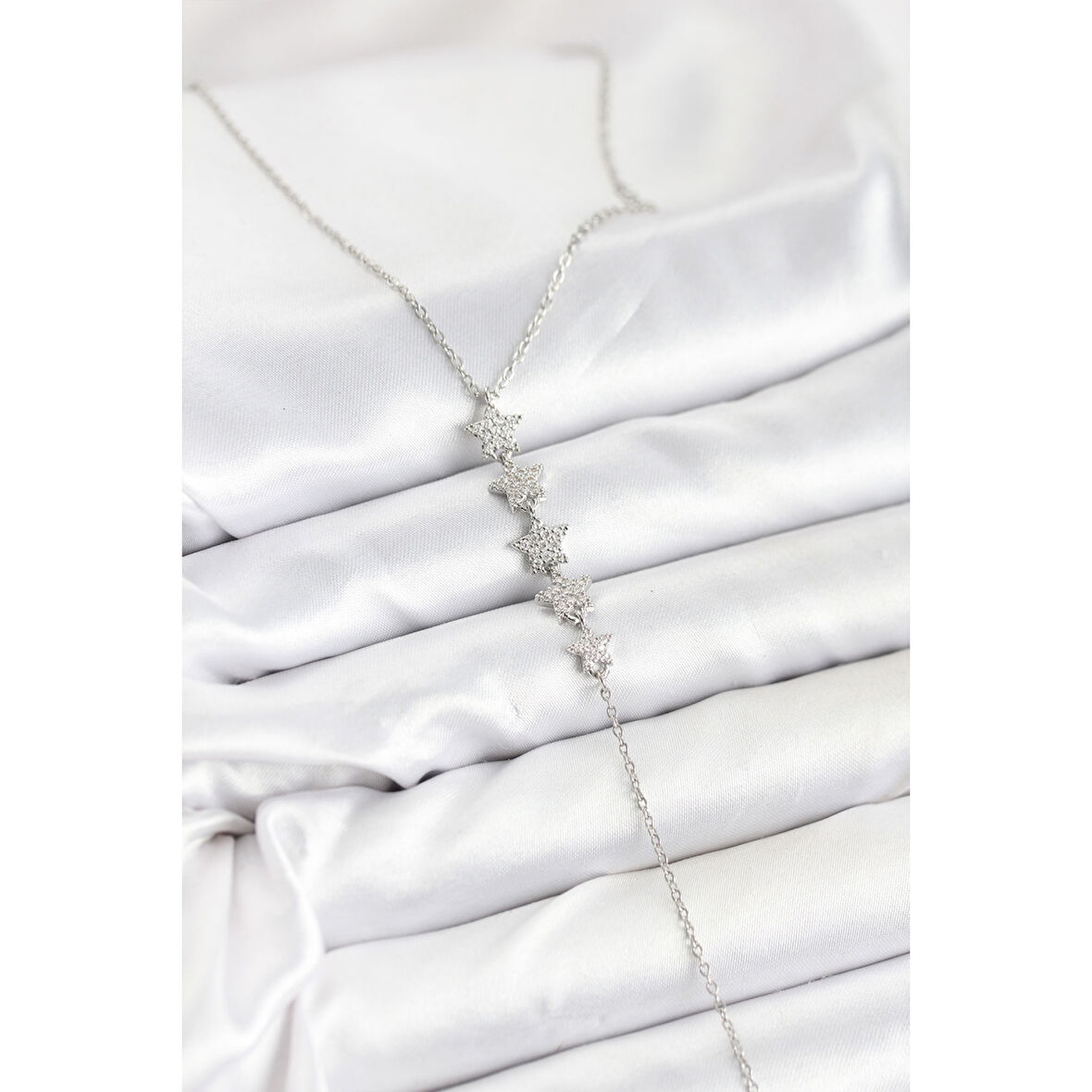 316L Çelik Zincir Gümüş Renk Yıldız Model Y Kolye