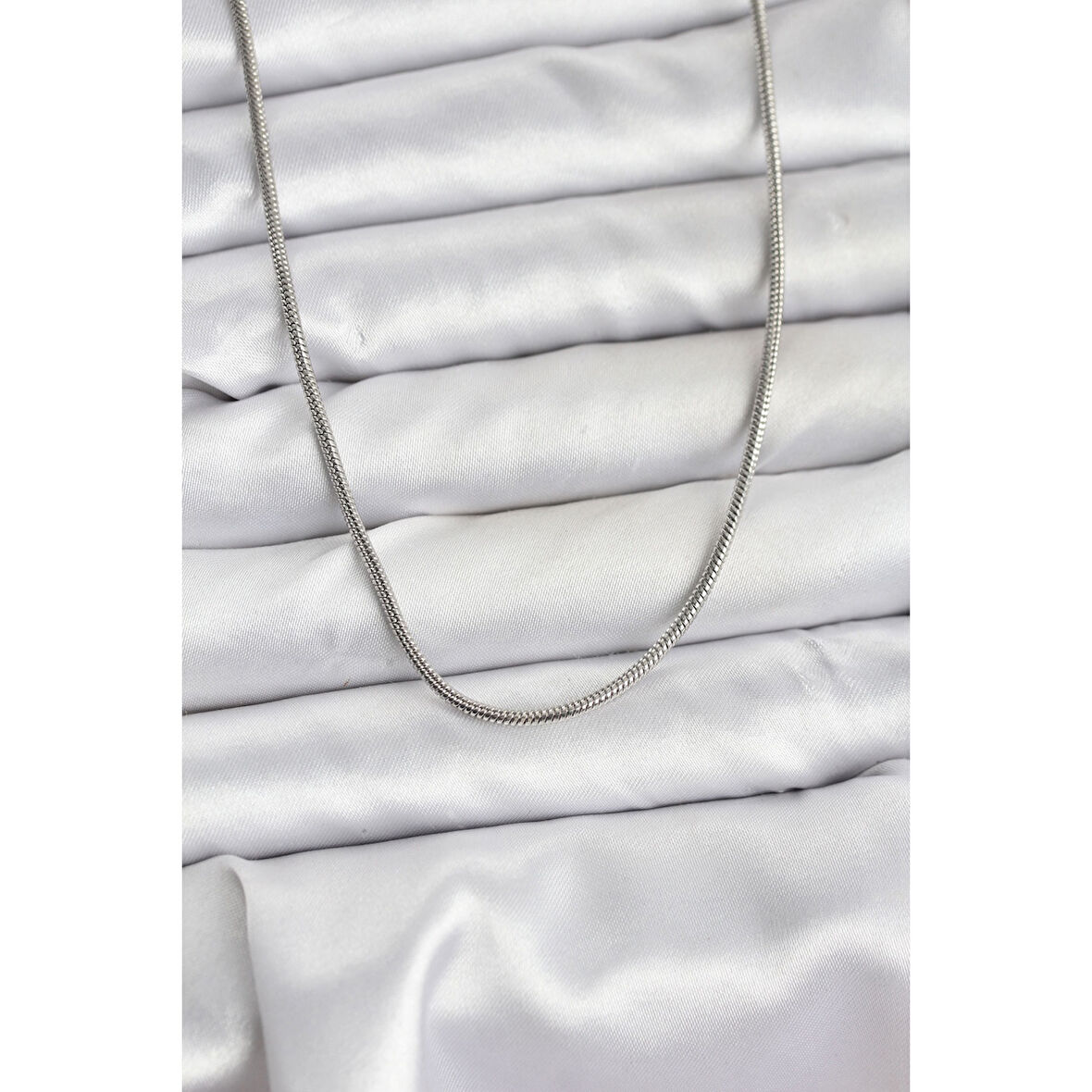 316L Çelik Zincir Gümüş Renk 60 cm Yılan Zincir Kadın Kolye