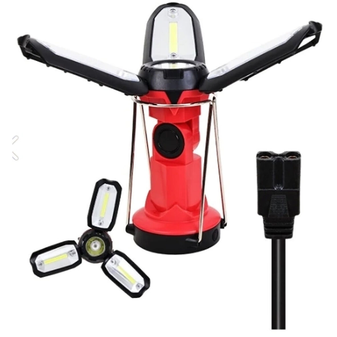 Şarjlı Katlanabilir 3xcob Led+ 3w Led Çok Fonksiyonlu Kamp Feneri