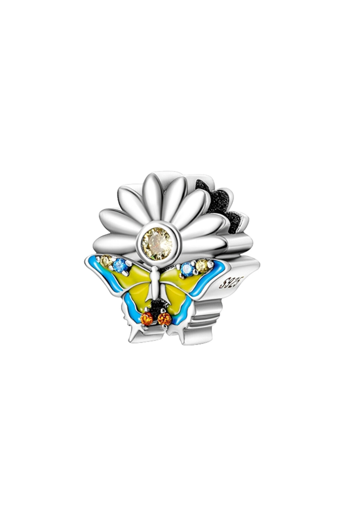 Kelebek ve Papatya Charm | 925 Ayar Gümüş