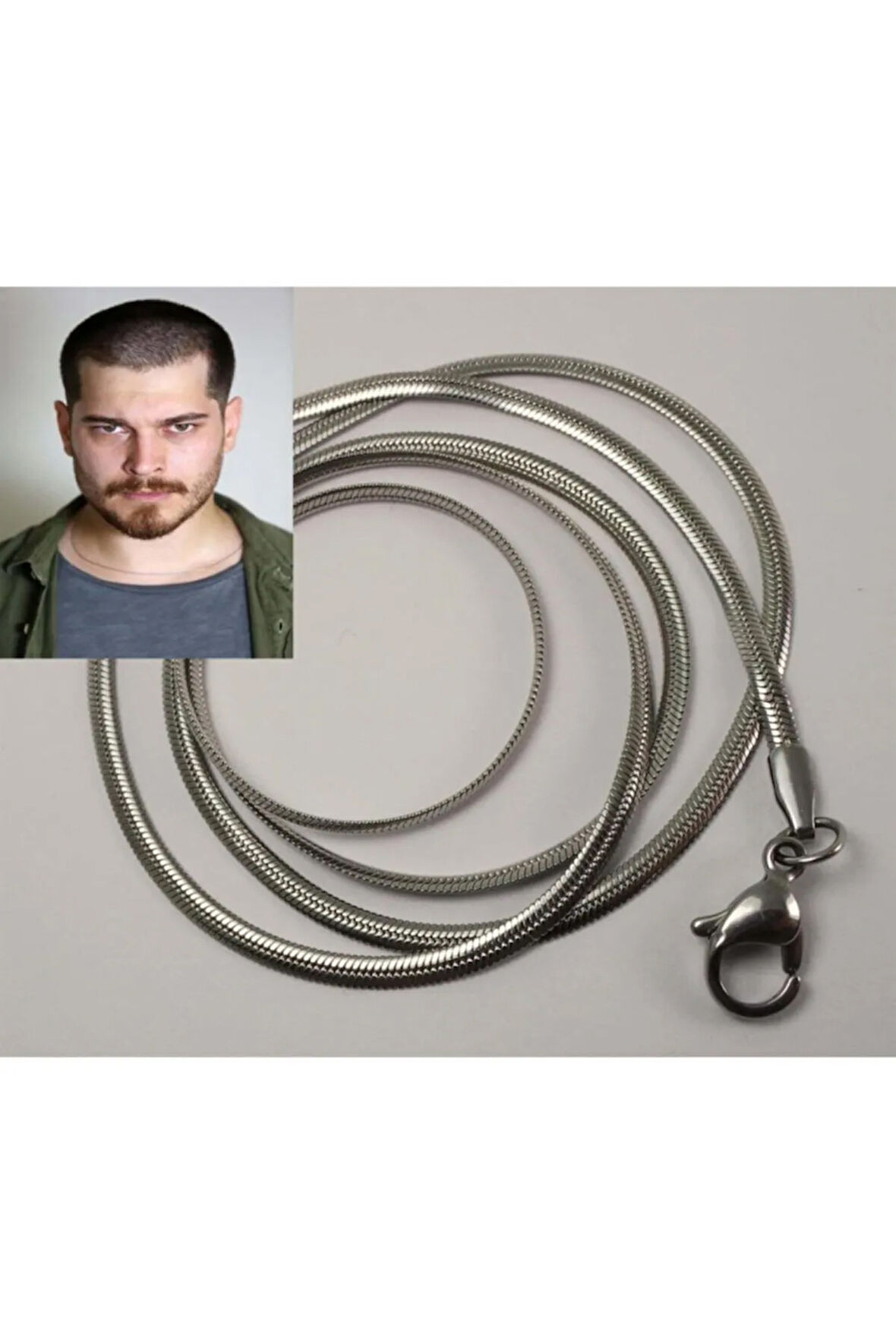 Yassı Model Sarp Snake Yılan Kolye Erkek Çelik Kolye Zincir 316l Paslanmaz Çelik