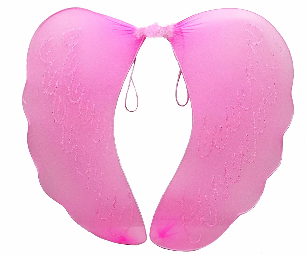 Pembe Renk Ortası Pembe Tüylü Tül Peri Kanadı 40x50 cm (5365)