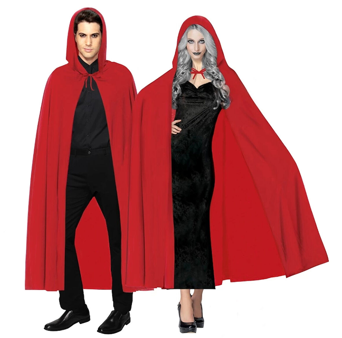 Kırmızı Renk Kapşonlu Pelerin 120 cm (5365)