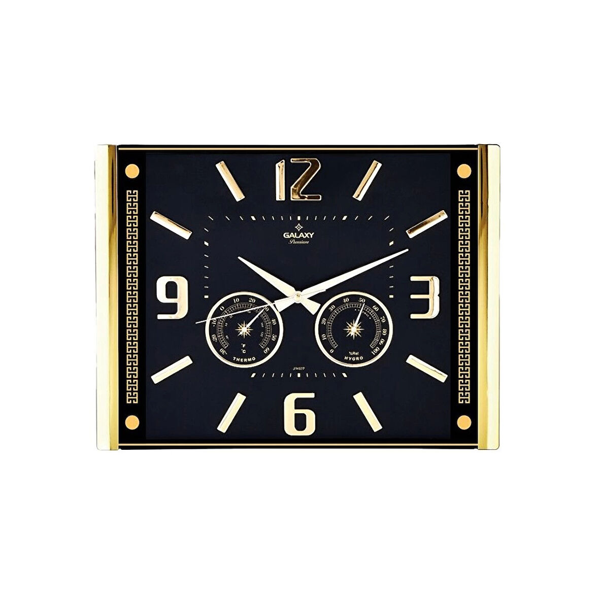 PREMİUM BAROMETRELİ ISI - NEM ÖLÇER KABARTMA RAKAMLI DUVAR SAATİ 41.5X32CM  707-A-1 (5365)