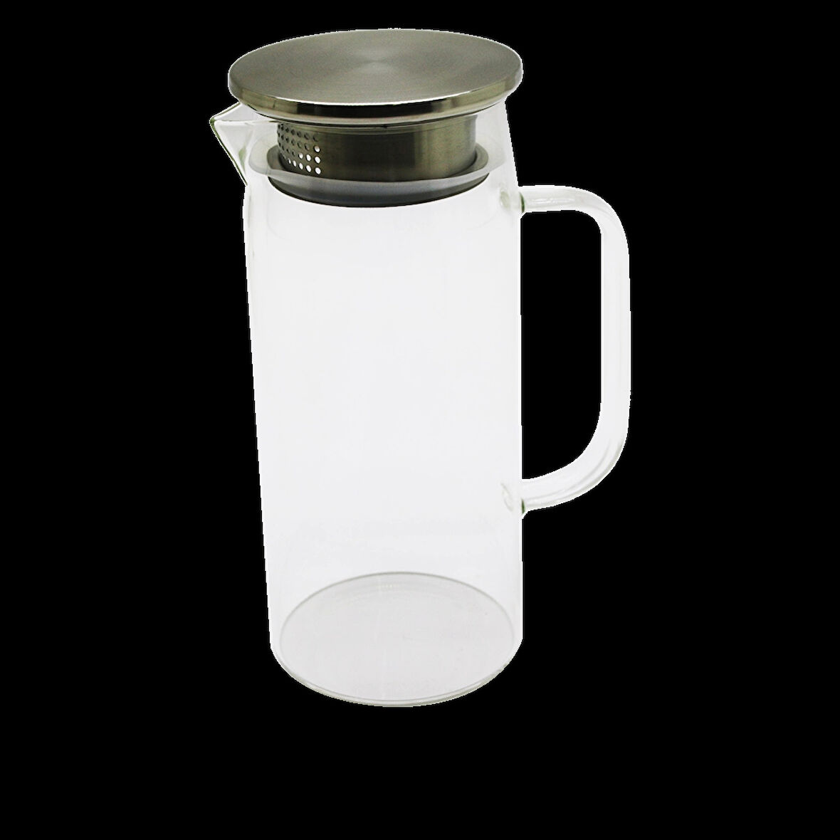 1.2LT - YUVARLAK CAM SÜRAHİ - SÜZGEÇLİ METAL KAPAK BOROSİLİKAT - TERMİSİL ISIYA DAYANAKLI (5365)