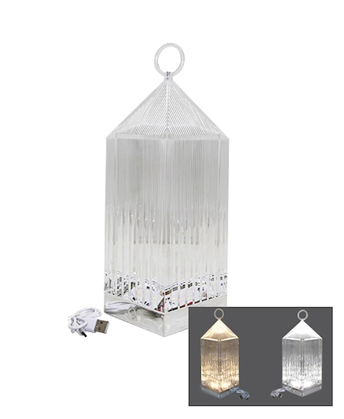 PİRAMİT KRİSTAL 3 RENK LED DOKUNMATİK USB ŞARJLI MASA LAMBASI (5365)