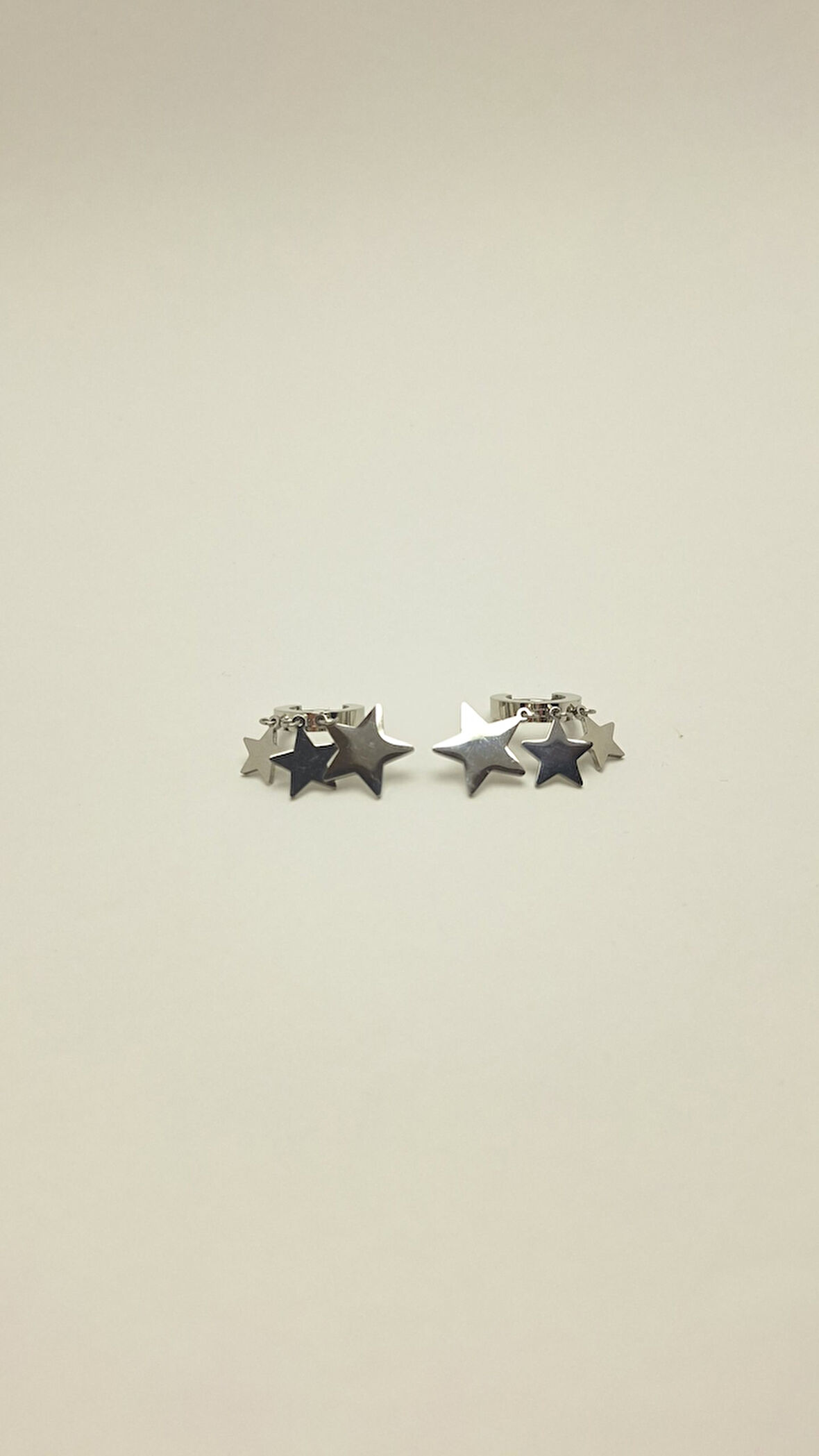Sallantılı Yıldız Çelik Küpe Silver