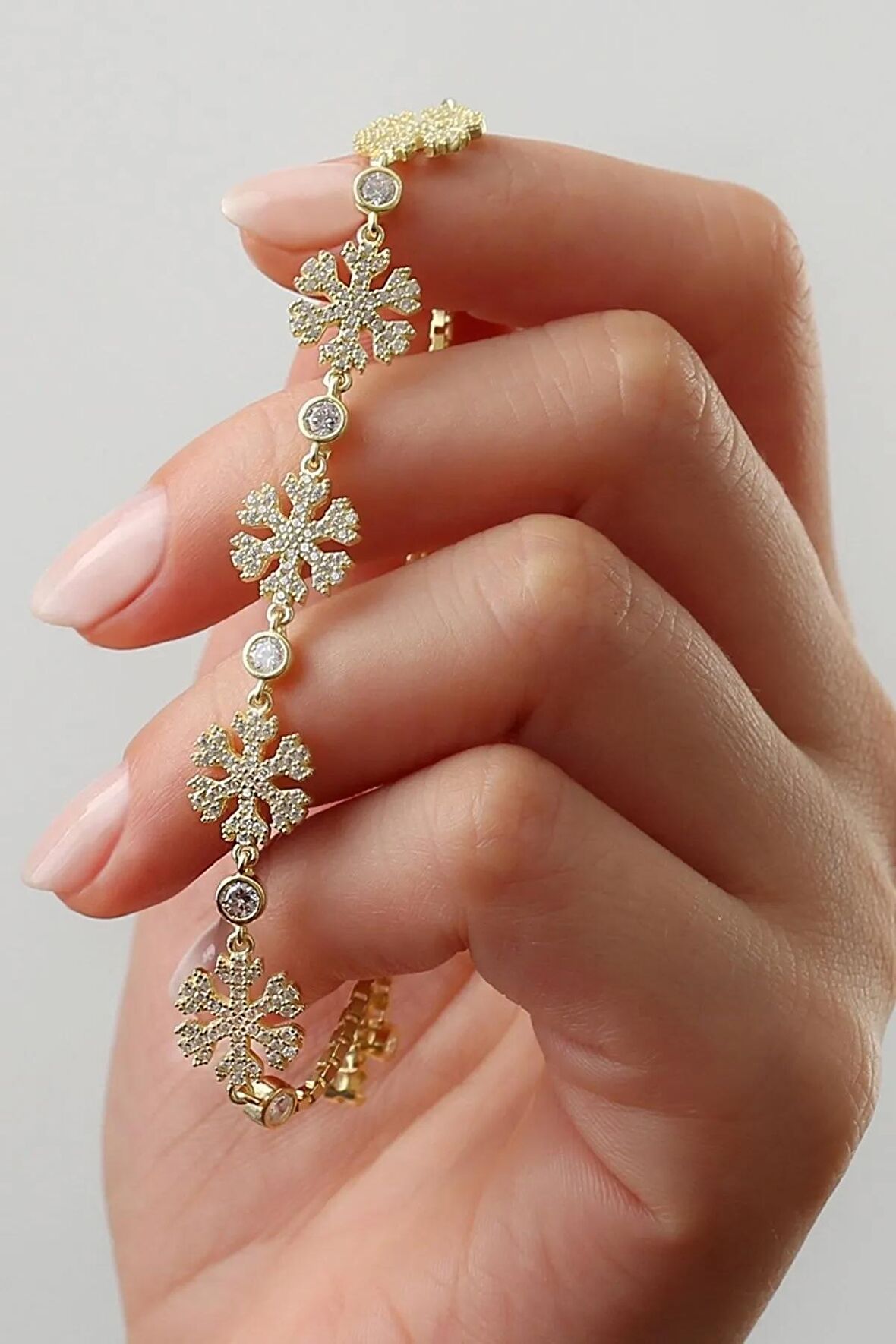 925 Ayar Gold 3'lü Kar Tanesi Gümüş Bileklik
