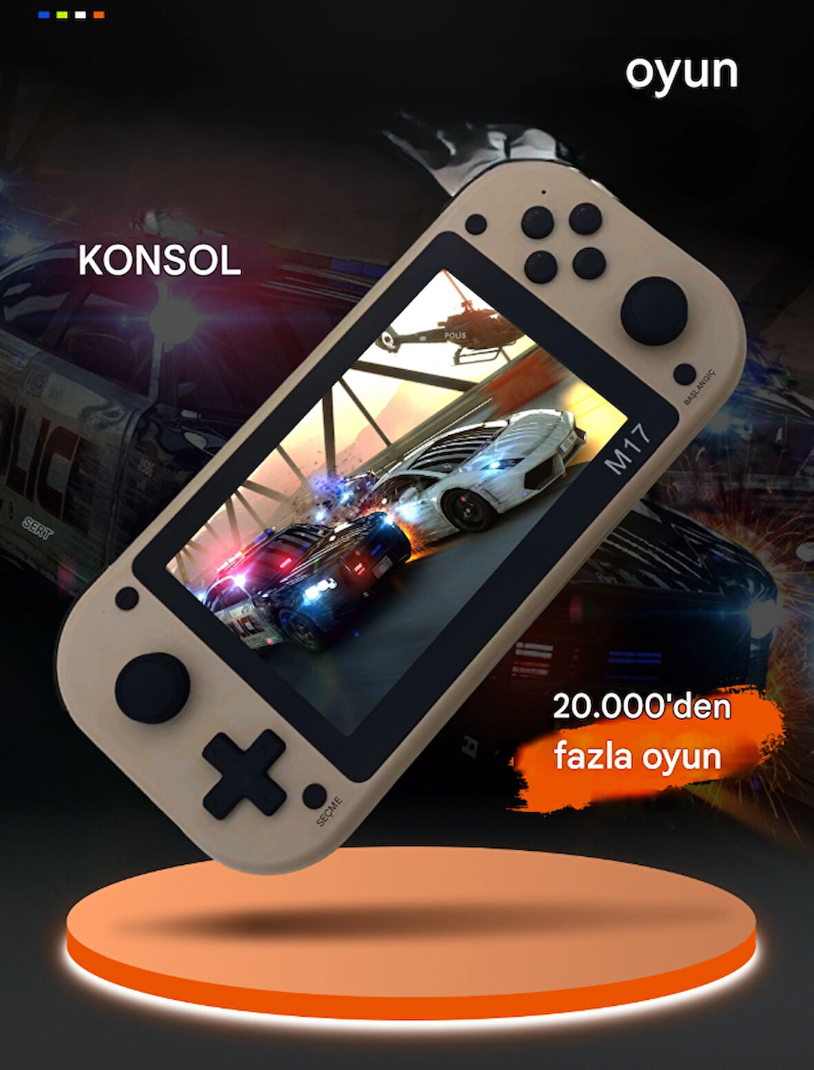 QASUL 4.3 inç Oyun Konsolu  25 Simülatörü Destekler, 20000 den fazla oyunlu 64 GB SD  Kart Hediye